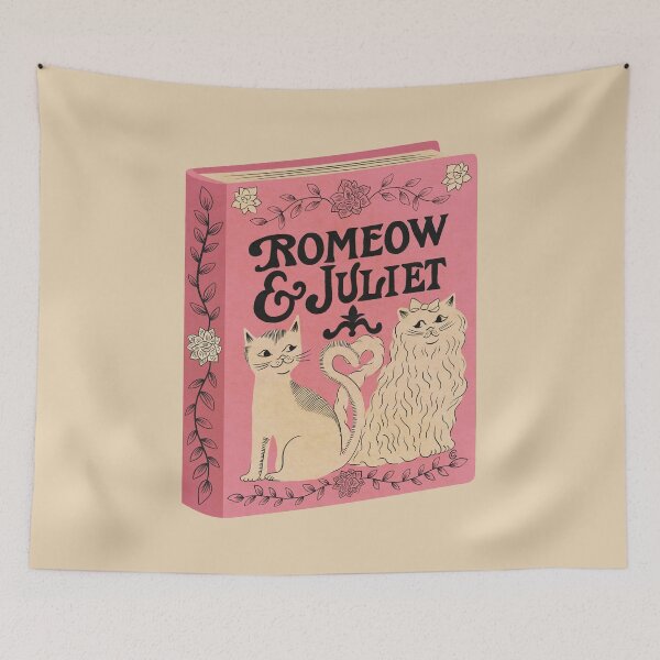 Item preview, Romeow & Juliet | Bookish Cat Pun, Classic Literature Pun With Cats, Bookish Gifts, Shakespeare Romeo and Juliet designed and sold by Carrie Cantwell Art.