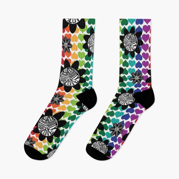 Item preview, Black Peace Love Justice Equity Flowers on Rainbow Hearts with White designed and sold by Digitalmyth's Designs.