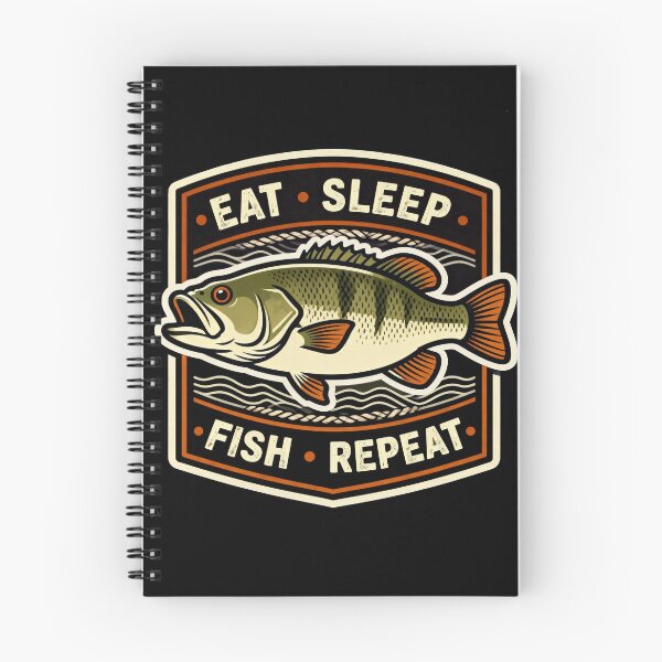 Item preview, Retro Eat sleep fish repeat fun fish design designed and sold by hollycooper.