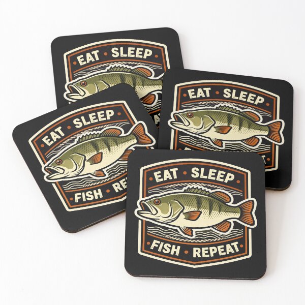 Item preview, Retro Eat sleep fish repeat fun fish design designed and sold by hollycooper.