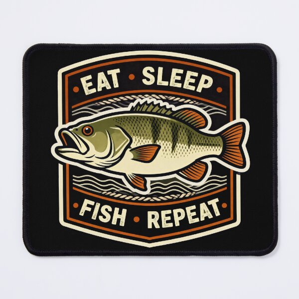 Item preview, Retro Eat sleep fish repeat fun fish design designed and sold by hollycooper.