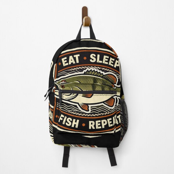 Item preview, Retro Eat sleep fish repeat fun fish design designed and sold by hollycooper.
