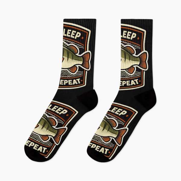 Item preview, Retro Eat sleep fish repeat fun fish design designed and sold by hollycooper.