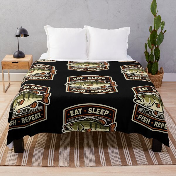 Item preview, Retro Eat sleep fish repeat fun fish design designed and sold by hollycooper.