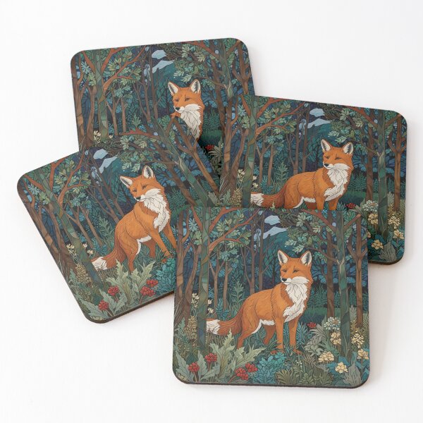 Item preview, Zorro rojo vintage en un paisaje boscoso designed and sold by hollycooper.