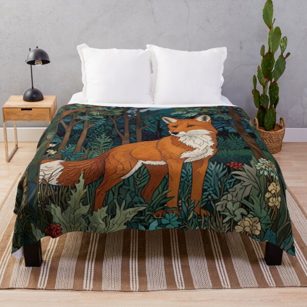 Item preview, Vintage red fox in woodland landscape designed and sold by hollycooper.