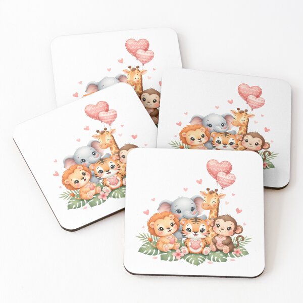 Item preview, Cute Jungle Animal Friends with Hearts designed and sold by debbiedoodarday.