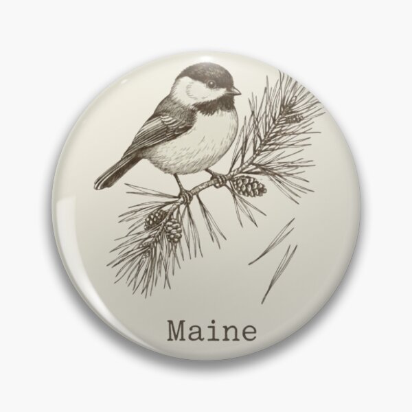 Item preview,  Vintage Maine Chickadee & White Pine Nature Sketch - Heritage Edition designed and sold by Rhythm Thru Art .