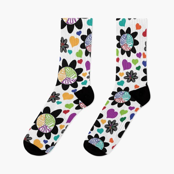 Item preview, Black Peace Love Justice Equity Flowers With Rainbow Hearts on White designed and sold by Digitalmyth's Designs.