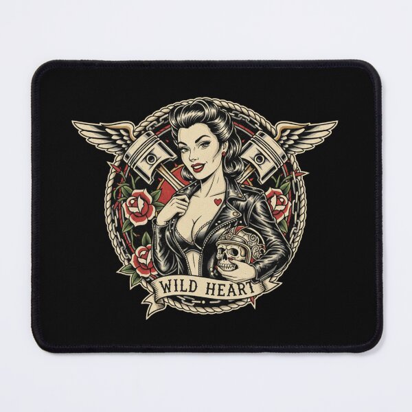Item preview, Wild Heart Vintage Biker Pin-Up Tattoo designed and sold by Rhythm Thru Art .
