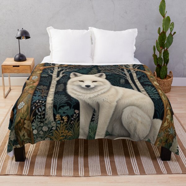Item preview, Retro white fox retro white wolf botanical floral woodland designed and sold by hollycooper.
