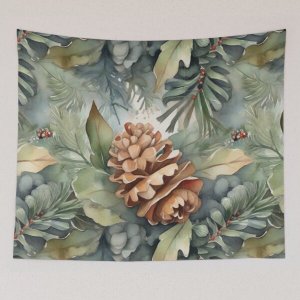 Item preview, Watercolor pine cones and evergreen designed and sold by hollycooper.
