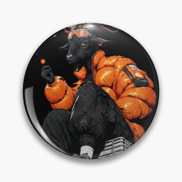 Item preview, Urban Goat Mascot in Orange Puffer Jacket designed and sold by Goat.Shop-28.