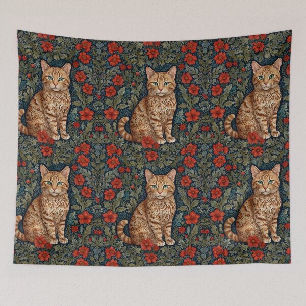 Item preview, Cute vintage Kitten in red floral garden designed and sold by hollycooper.