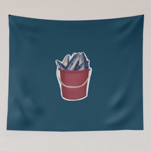 Item preview, Fish bucket hand drawn colourful illustration designed and sold by viastarli.