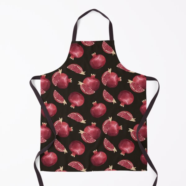 Item preview, Watercolor Pomegranate Pattern on Black designed and sold by katasonovaart.