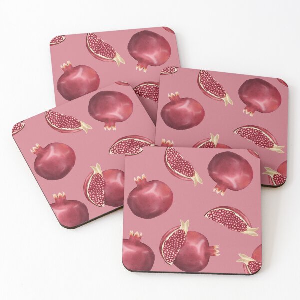 Item preview, Watercolor Pomegranate Pattern on Dusty Pink designed and sold by katasonovaart.