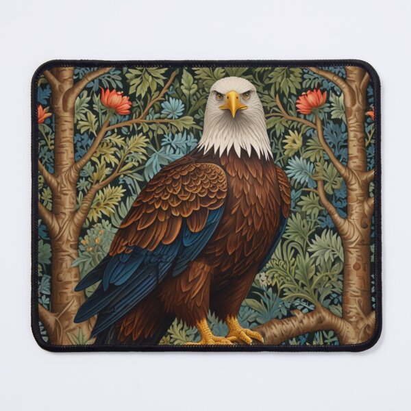 Item preview, Retro Bald Eagle art nouveau woodland landscape  designed and sold by hollycooper.