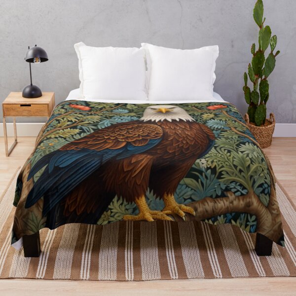 Item preview, Retro Bald Eagle art nouveau woodland landscape  designed and sold by hollycooper.