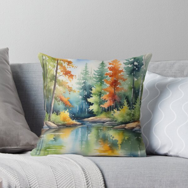 Item preview, Colorful autumn forest by the water designed and sold by Kraftbaum.
