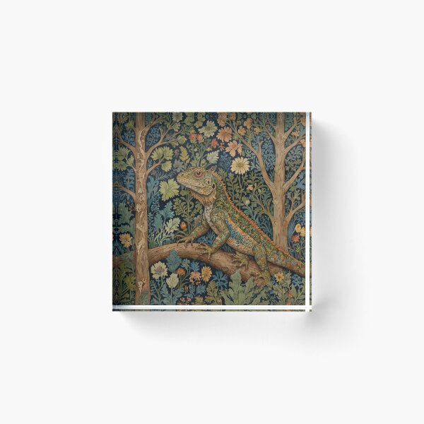 Item preview, Retro boho art nouveau Iguana vintage floral pattern designed and sold by hollycooper.
