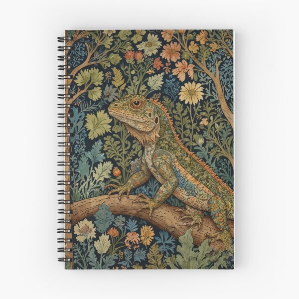 Item preview, Retro boho art nouveau Iguana vintage floral pattern designed and sold by hollycooper.