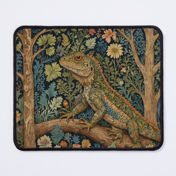 Item preview, Retro boho art nouveau Iguana vintage floral pattern designed and sold by hollycooper.