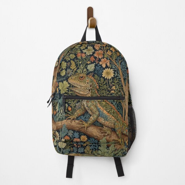 Item preview, Retro boho art nouveau Iguana vintage floral pattern designed and sold by hollycooper.