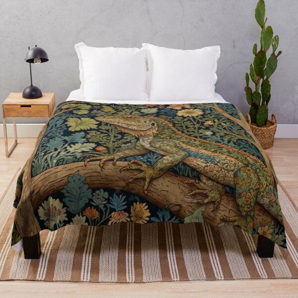 Item preview, Retro boho art nouveau Iguana vintage floral pattern designed and sold by hollycooper.