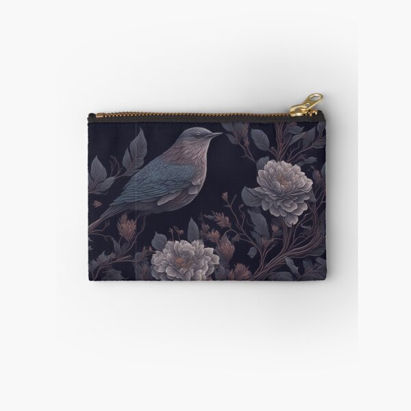 Item preview, Victorian moody dark bird and purple florals designed and sold by hollycooper.