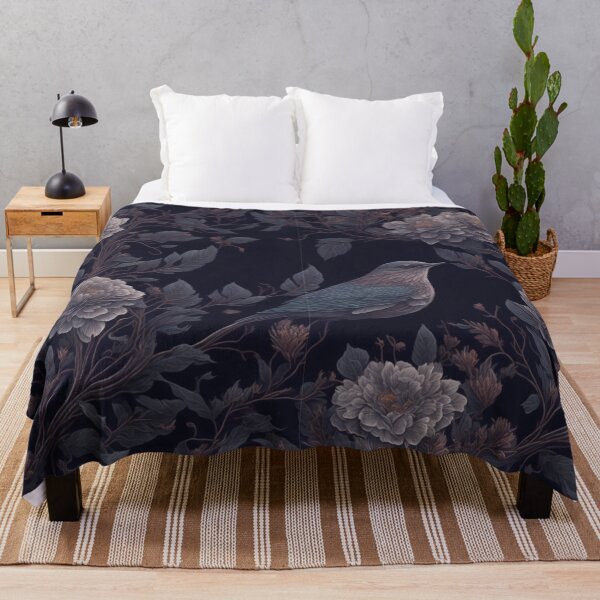Item preview, Victorian moody dark bird and purple florals designed and sold by hollycooper.