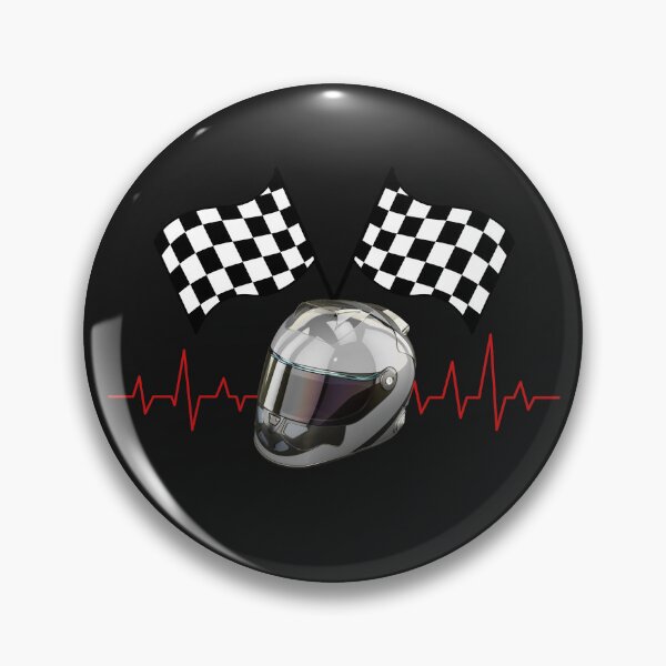 Item preview, Formula One Helmet with Checkered Flags & Red Heartbeat designed and sold by ShadeScapeArt.