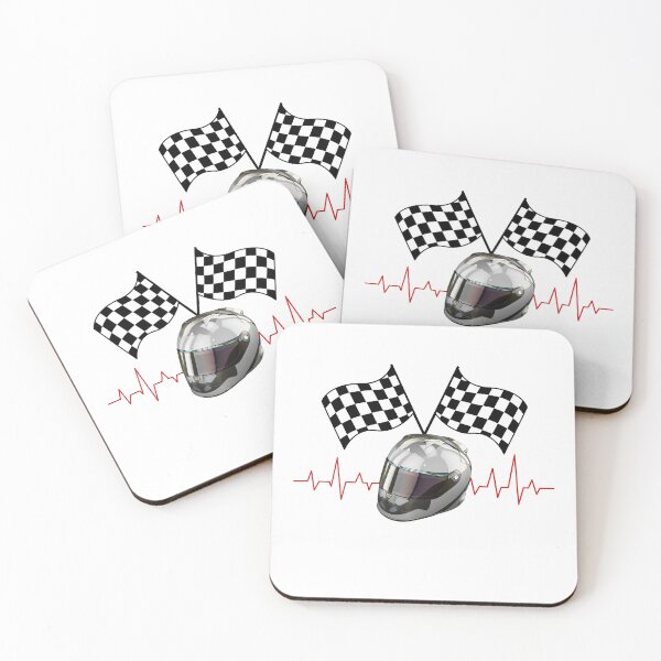 Item preview, Formula One Helmet with Checkered Flags & Red Heartbeat designed and sold by ShadeScapeArt.