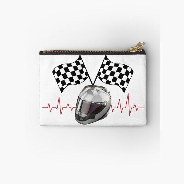 Item preview, Formula One Helmet with Checkered Flags & Red Heartbeat designed and sold by ShadeScapeArt.