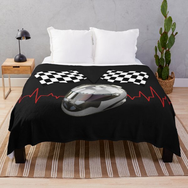 Item preview, Formula One Helmet with Checkered Flags & Red Heartbeat designed and sold by ShadeScapeArt.