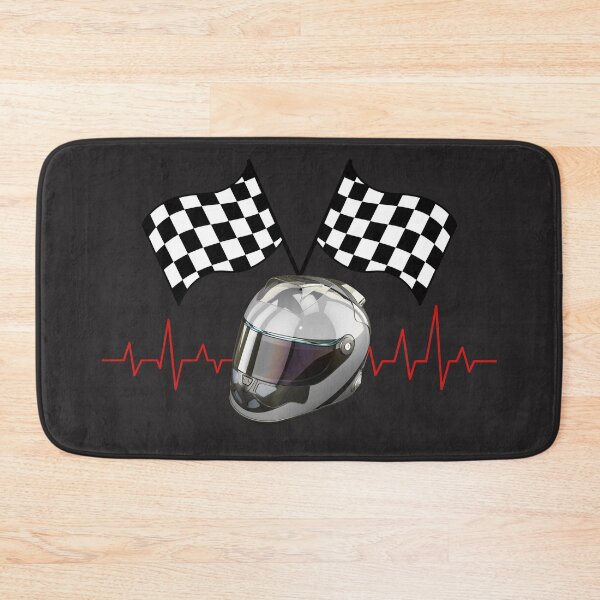 Item preview, Formula One Helmet with Checkered Flags & Red Heartbeat designed and sold by ShadeScapeArt.