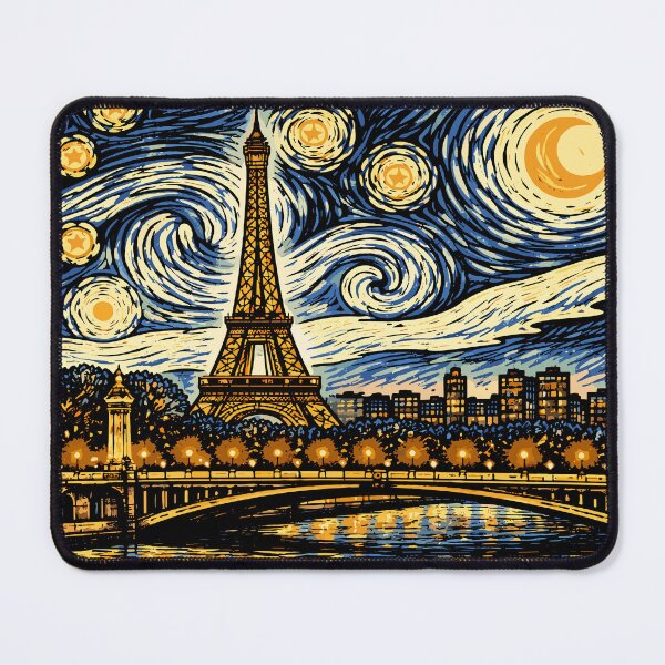 Item preview, Starry night over Paris | Eiffel Tower linoprint designed and sold by petalecho.