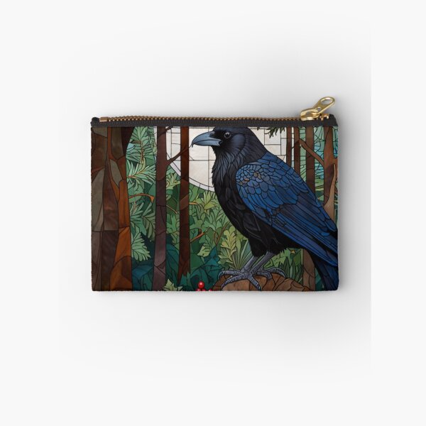 Artikelvorschau, Retro schwarzer Vogel Rabe Glasmalerei Kunst Weihnachten Grün entworfen und verkauft von hollycooper.