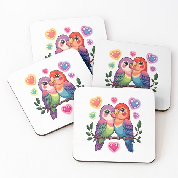 Item preview, Rainbow Love Birds – Colorful Valentine Cute Bird Couple designed and sold by RBToper.