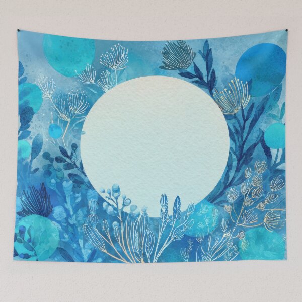 Item preview, Blue flora design with blank space designed and sold by anytka.