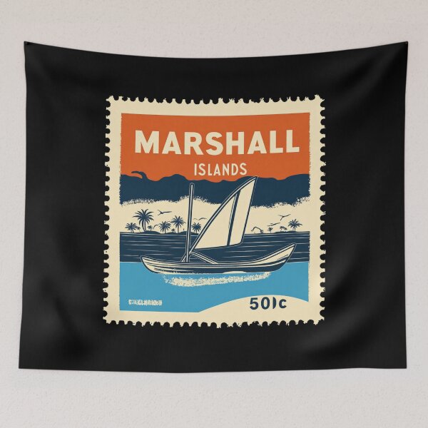 Item preview, Vintage Marshall Islands Postage Stamp Art - Walap Sailing Canoe designed and sold by tiigerdad.