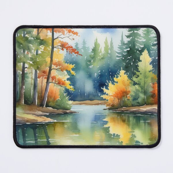 Item preview, Vibrante bosque otoñal junto al agua designed and sold by Kraftbaum.