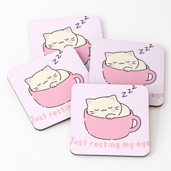 Item preview, Cute Cat Sleeping in Coffee Cup – Just Resting My Eyes Kawaii Illustration designed and sold by JujuArtss.