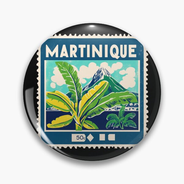 Item preview, Vintage Martinique Postage Stamp Art - Mount Pelée & Banana Leaves designed and sold by tiigerdad.