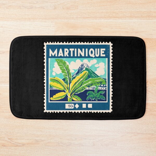 Item preview, Vintage Martinique Postage Stamp Art - Mount Pelée & Banana Leaves designed and sold by tiigerdad.