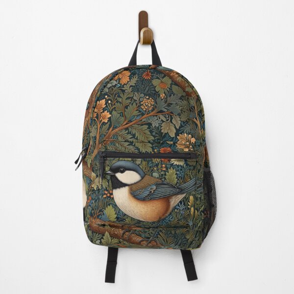 Item preview, Chickadee Bird in woodland landscape art nouveau stlye designed and sold by hollycooper.