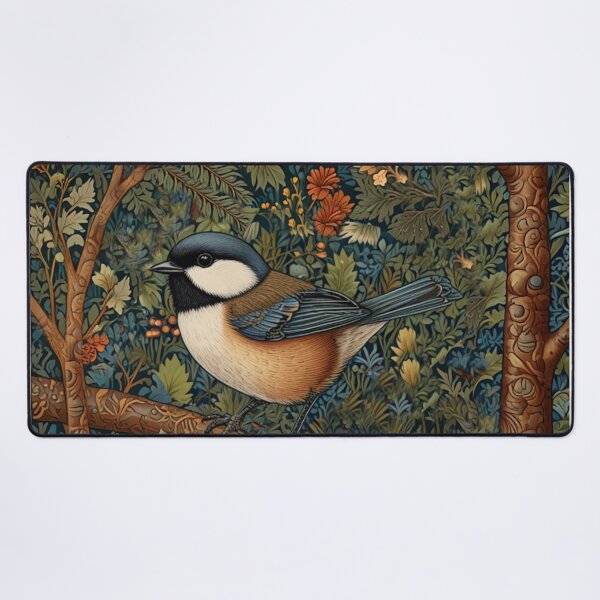 Item preview, Chickadee Bird in woodland landscape art nouveau stlye designed and sold by hollycooper.