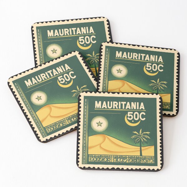 Item preview, Vintage Mauritania Postage Stamp Art - Sahara Desert & Crescent designed and sold by tiigerdad.
