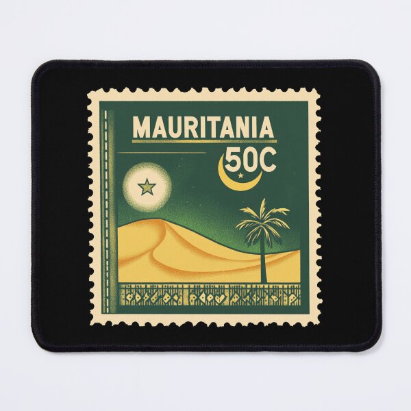 Item preview, Vintage Mauritania Postage Stamp Art - Sahara Desert & Crescent designed and sold by tiigerdad.