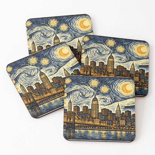 Item preview, Starry night over New York City skyline  designed and sold by petalecho.